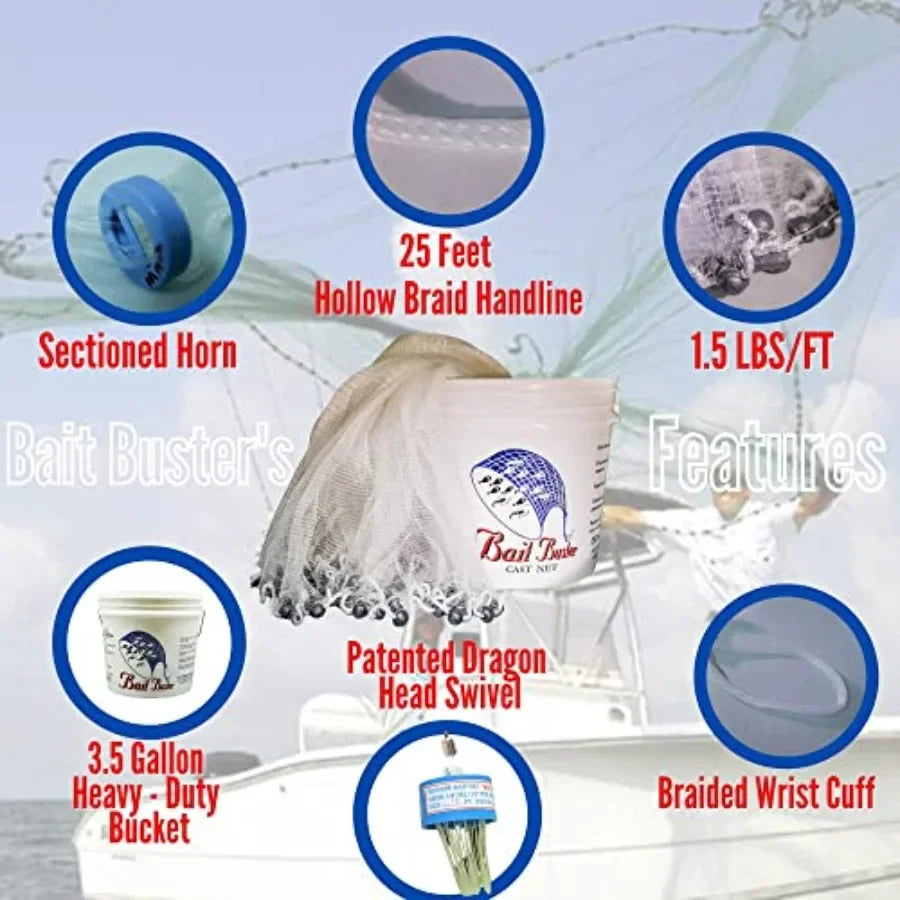 Menhaden Fishing Cast Net for Reliable Casting and Bait Collection