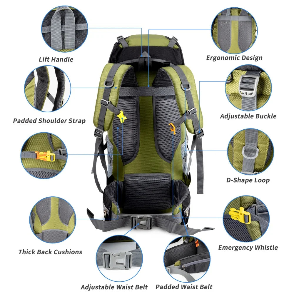 Night Cat Waterproof Hiking Backpack With Rain Cover