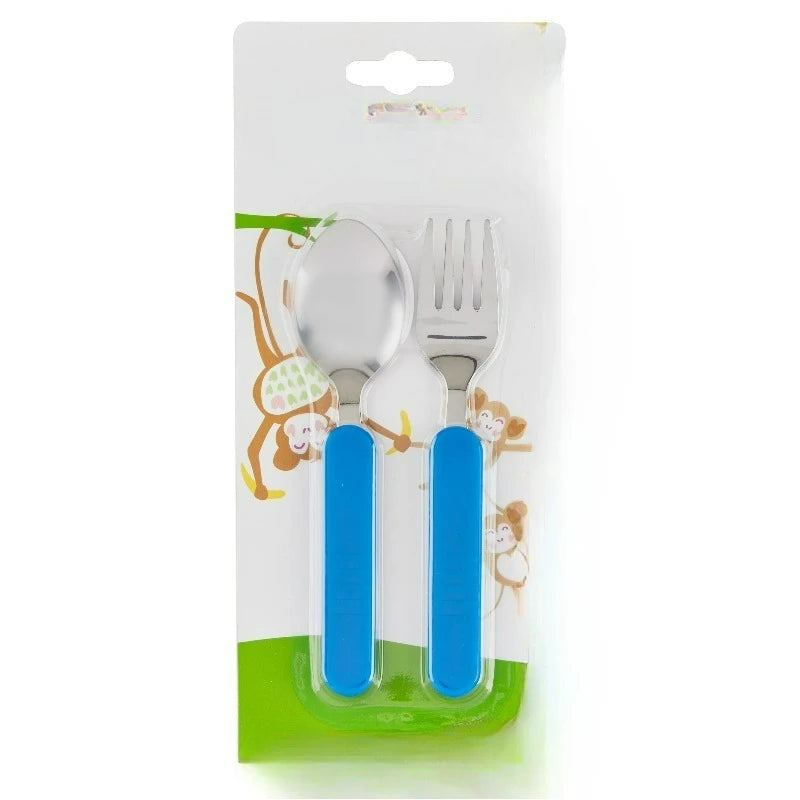 Toddler Stainless Steel Self Feeding Fork and Spoon Set