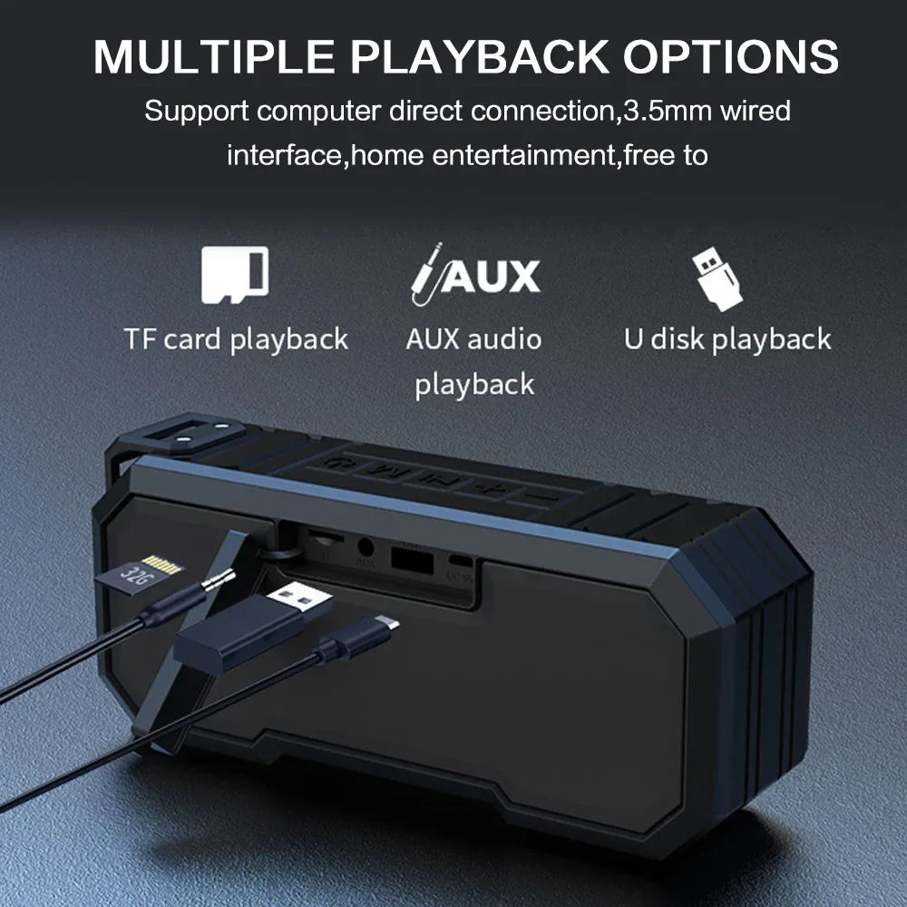 STONEGO Waterproof Bluetooth Speaker With LED Light And Stereo Bass