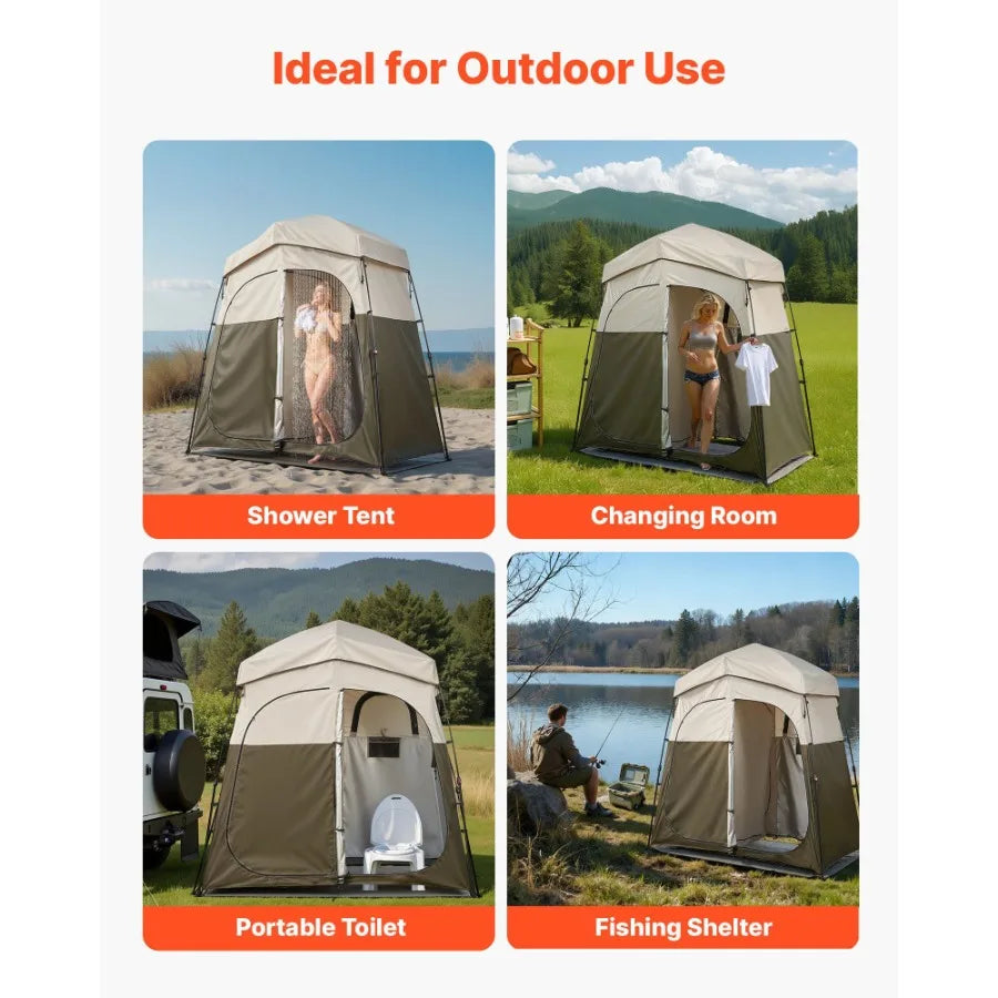 Portable Camping Shower Tent With Changing Room And Carry Bag