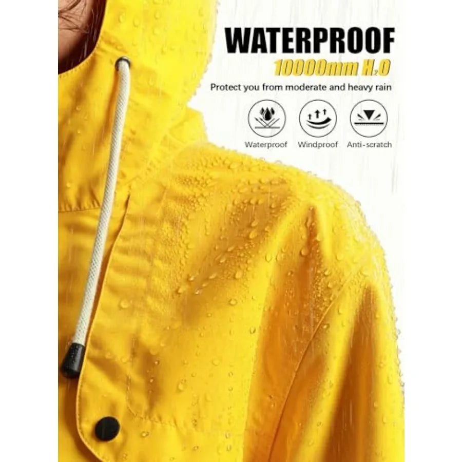 PITINAN Womens Lined Waterproof Hooded Rain Jacket