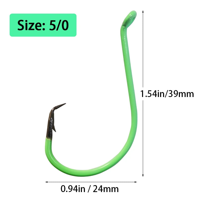 20 Pcs Glow In The Dark Offset Circle Fishing Hooks