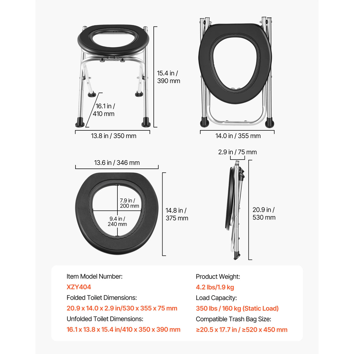 SucceBuy Portable Camping Toilet With Soft Seat for Adults