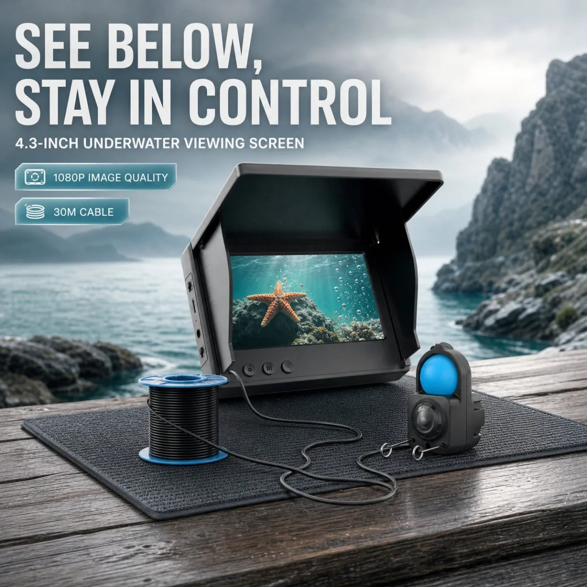 Portable Underwater Fishing Camera With Night Vision Monitor