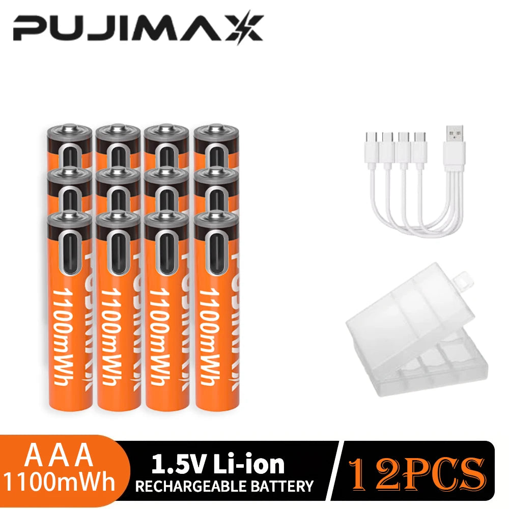 PUJIMAX USB-C Rechargeable Lithium-Ion Batteries for Everyday Devices