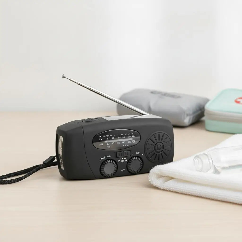 Solar Hand Crank Emergency Weather Radio With Power Bank Flashlight