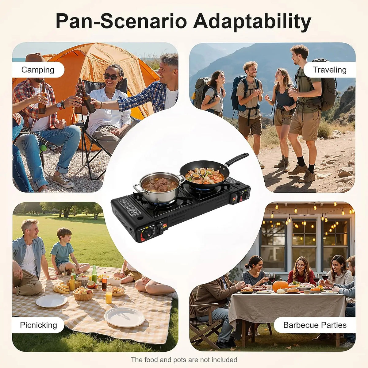 Portable Two Burner Gas Camping Stove With Piezo Ignition