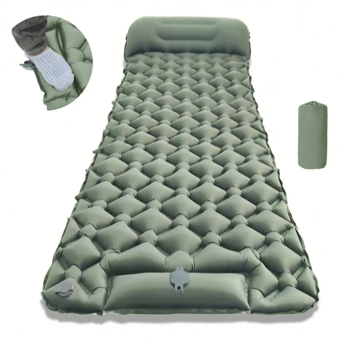 Inflatable Camping Mattress With Pump And Portable Headrest