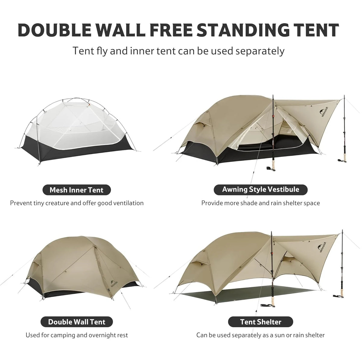 Naturehike Mongar Ultralight Backpacking Tent Waterproof Hiking Shelter
