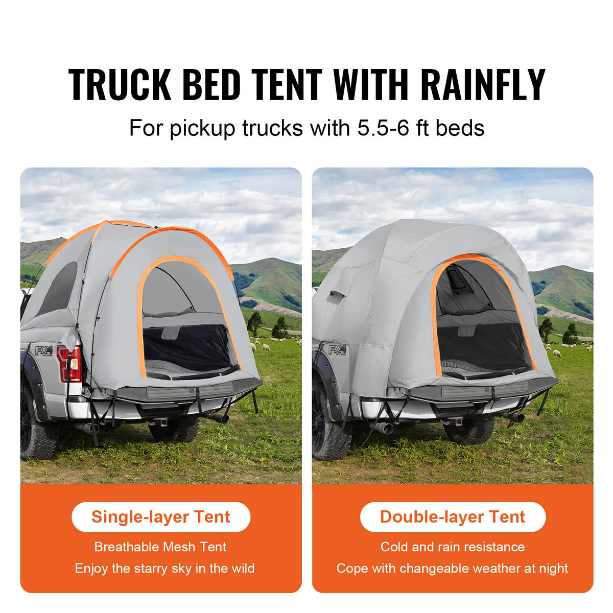 VEVOR Waterproof Double Layer Truck Bed Tent for Camping