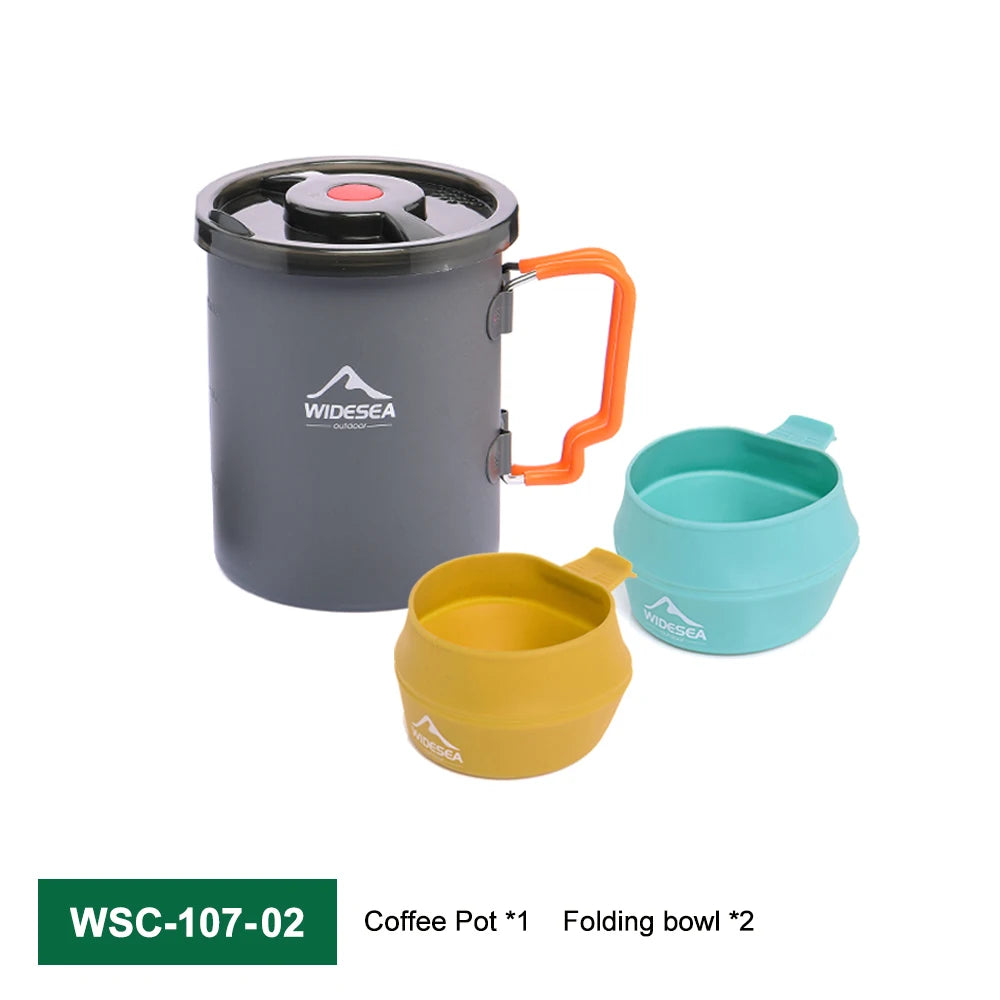Widesea French Press Camping Coffee Pot With Foldable Bowls
