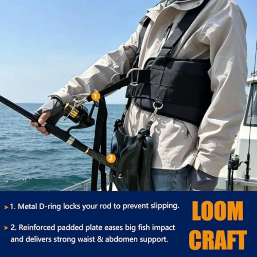 Fishing Belt and Shoulder Harness Set With Rod Locking Buckle