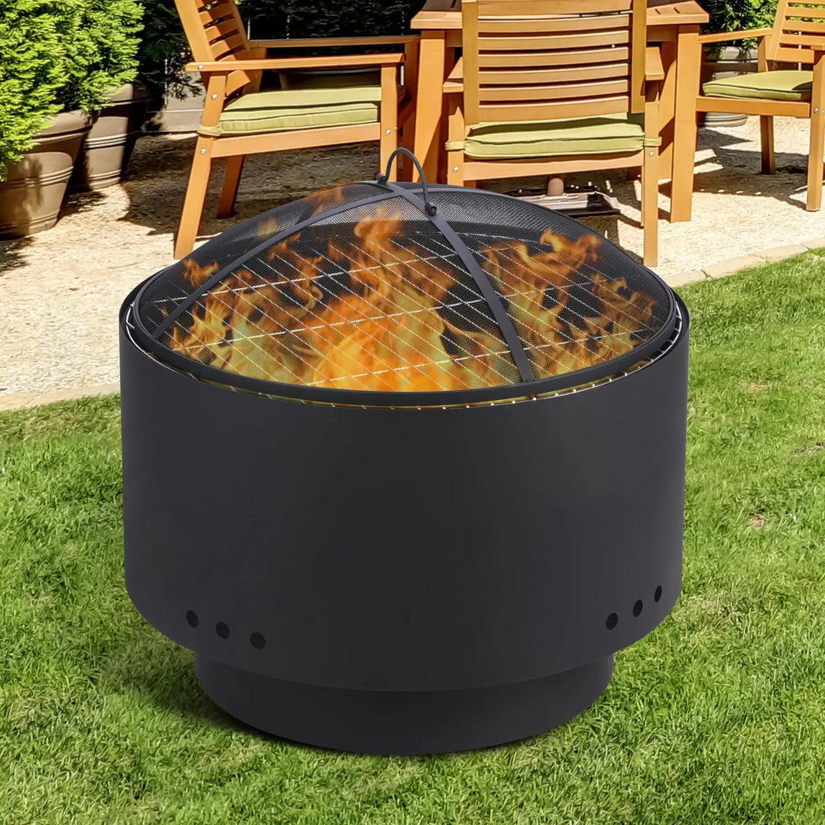 HiMISS Smokeless Wood Burning Fire Pit With Cooking Grate