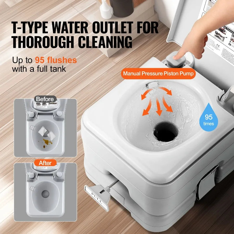 Portable Camping Toilet with Carry Bag and Pressurized Flush