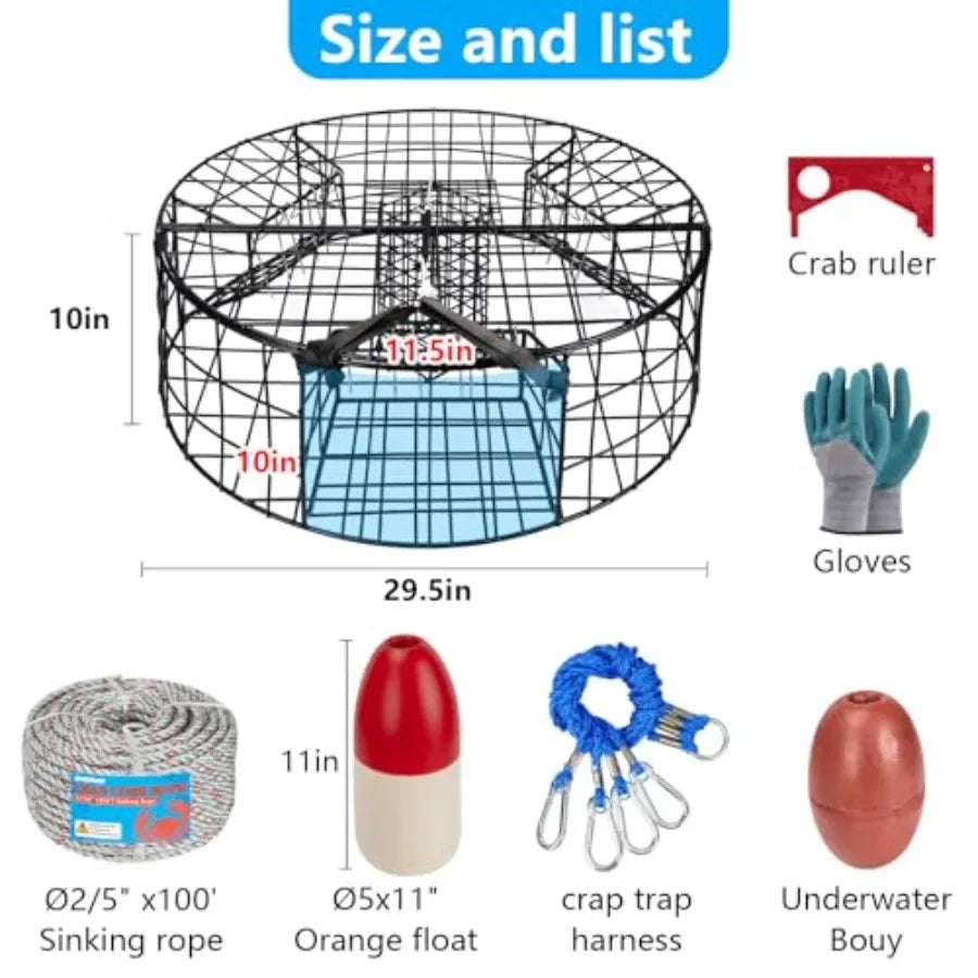 Heavy Duty Pacific Crab Trap Pot With Three Tunnels