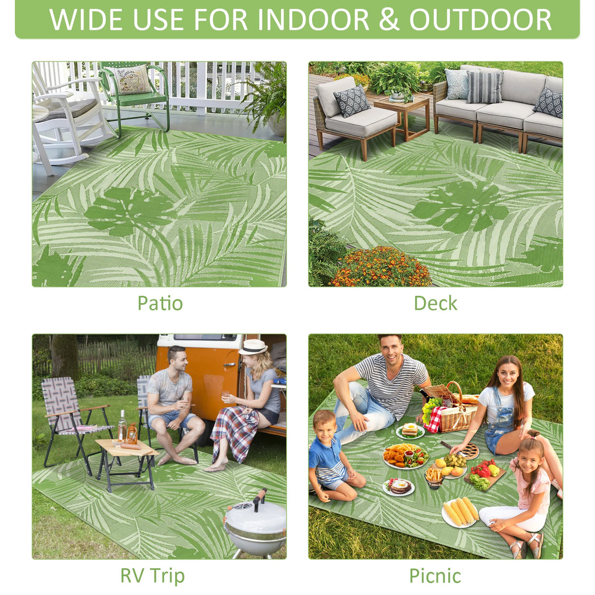 Waterproof Recycled Plastic Outdoor Rug For Patio And Camping