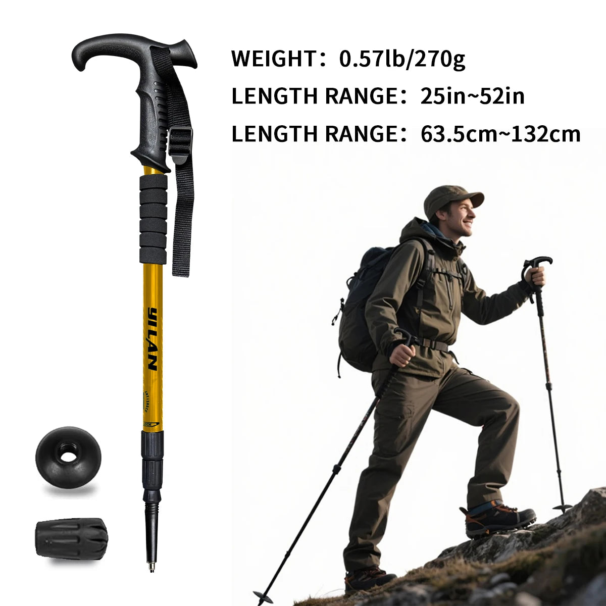 Ultralight Aluminum Hiking Poles With Shock Absorption