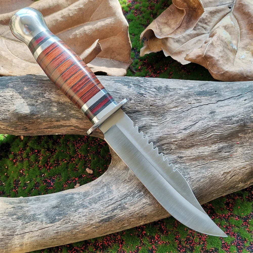 Doom Blade Stainless Steel Hunting Knife With Wooden Handle