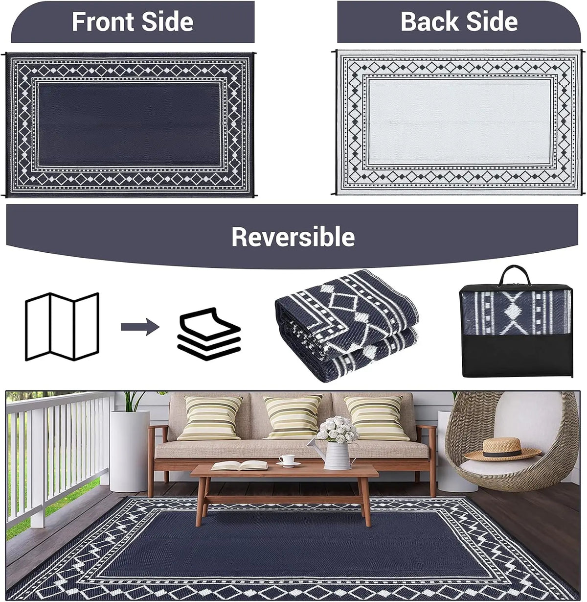 Garvee Washable Waterproof Flocked Polyester Area Rug