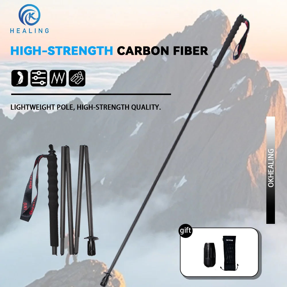 OKHEALING Foldable Carbon Fiber Trekking Poles for Hiking