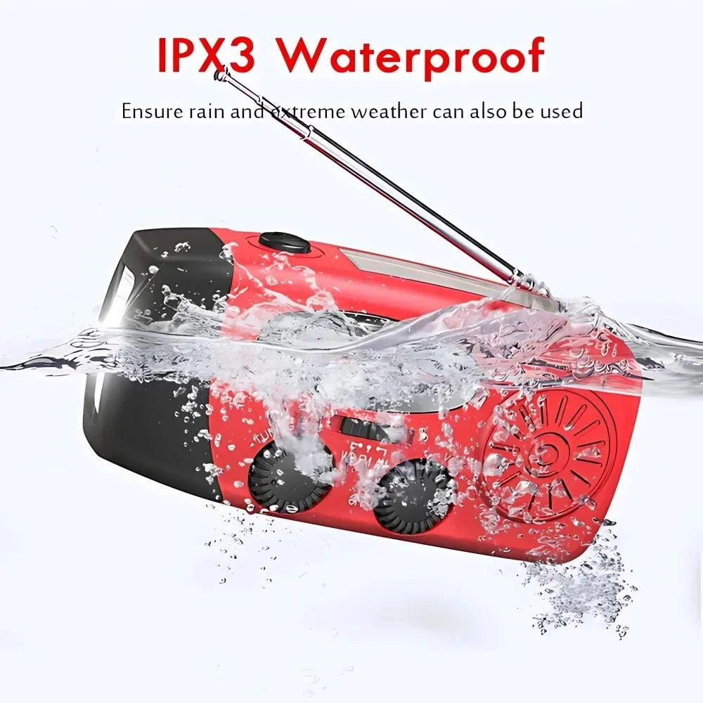Solar Hand Crank Emergency Weather Radio With Power Bank Flashlight