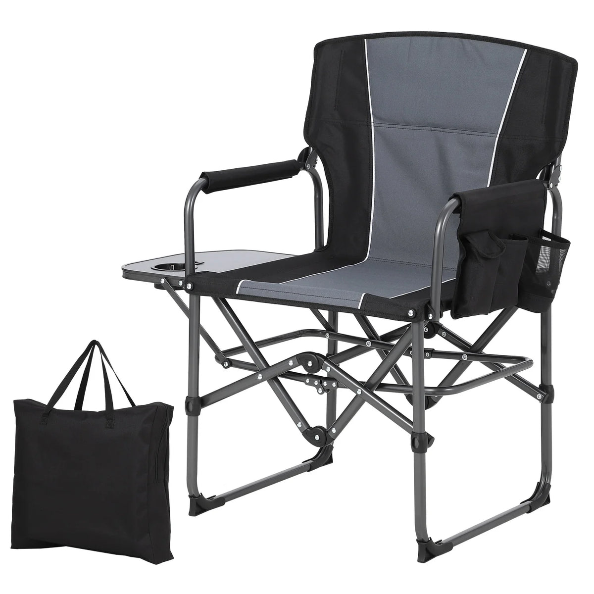 HiMiss Folding Director Chair With Side Table And Cup Holder