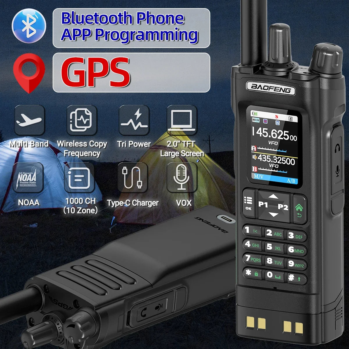 BAOFENG UV-32 GPS Bluetooth Two Way Radio Walkie Talkie