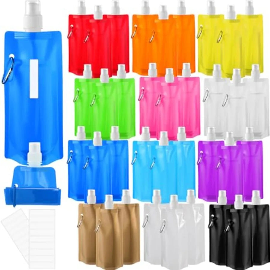Reusable Collapsible Water Bottle With Carabiner And Strap