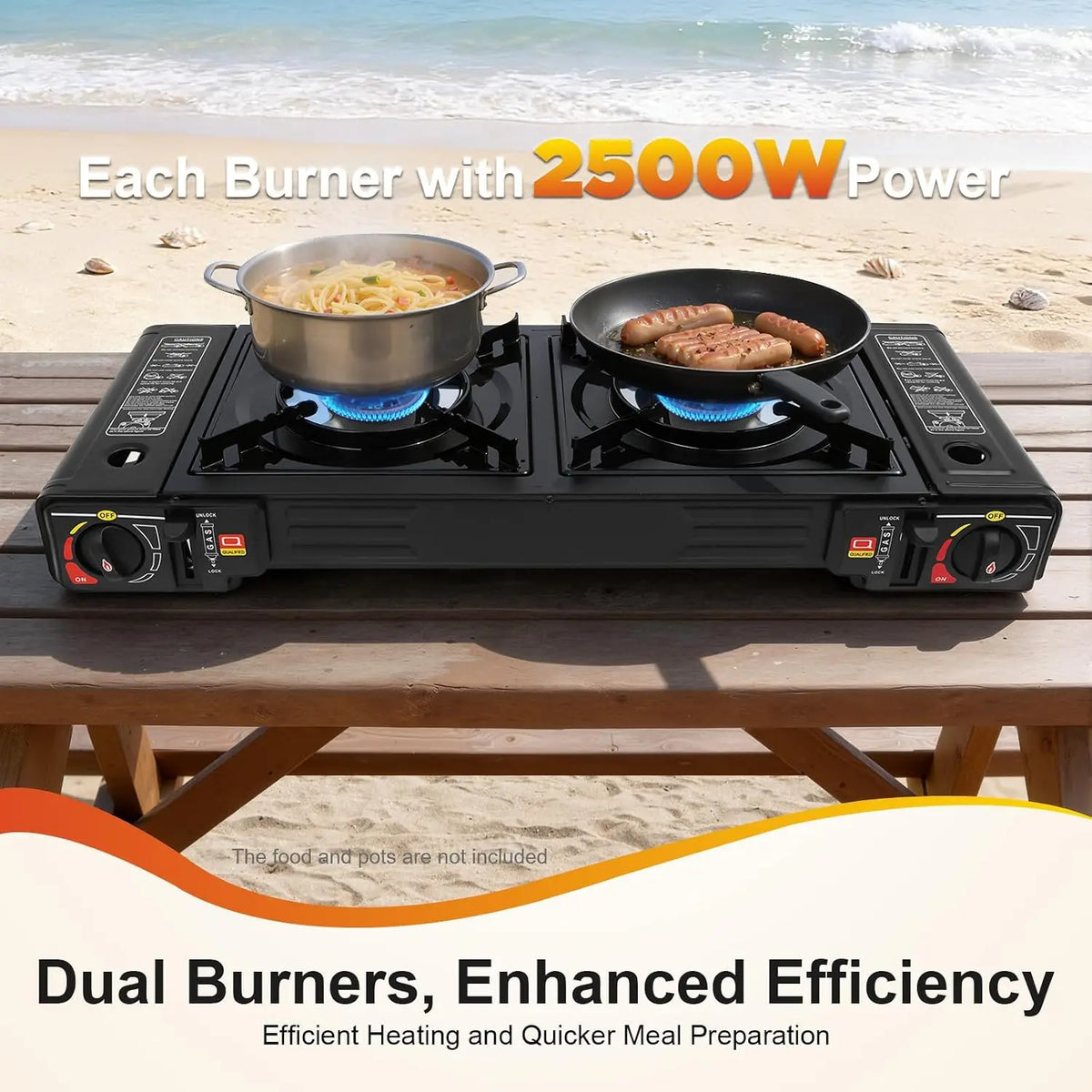 Portable Two Burner Gas Camping Stove With Piezo Ignition