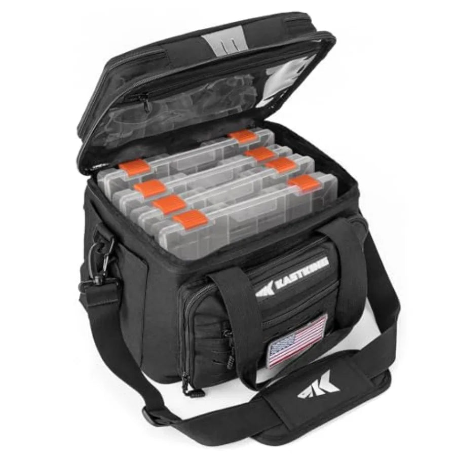 Fishing Tackle Bag With Multiple Trays For Gear Storage