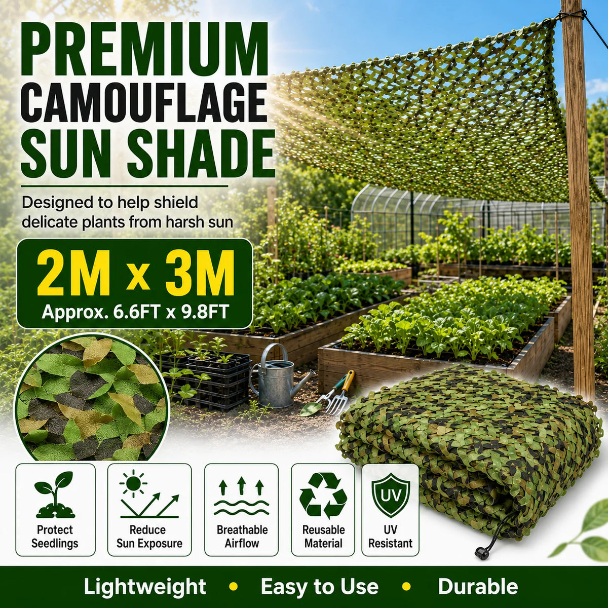 Outdoor Camouflage Netting for Hunting, Camping, and Shade