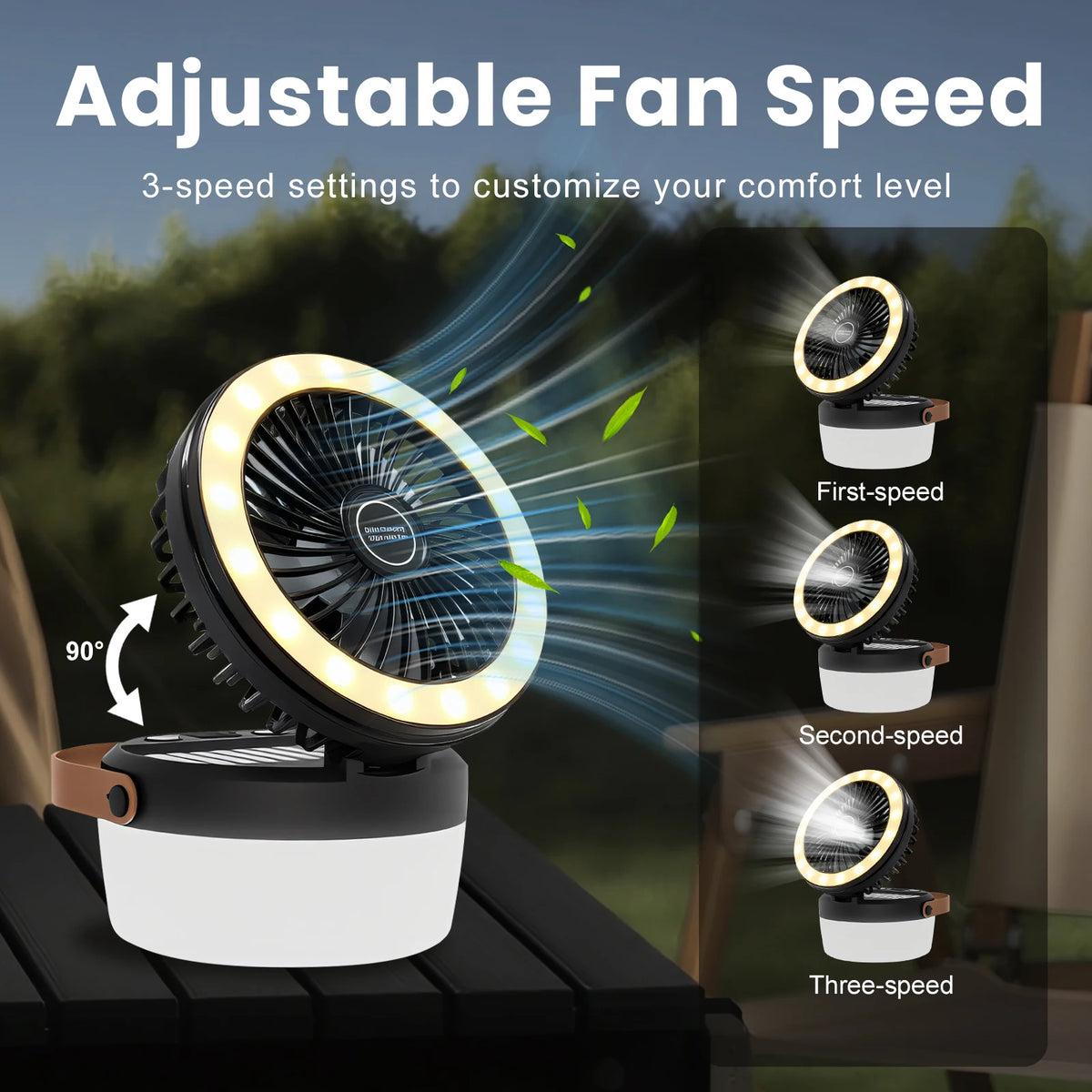 LED BARZ Solar Fan Lantern Camping Light With Emergency Power