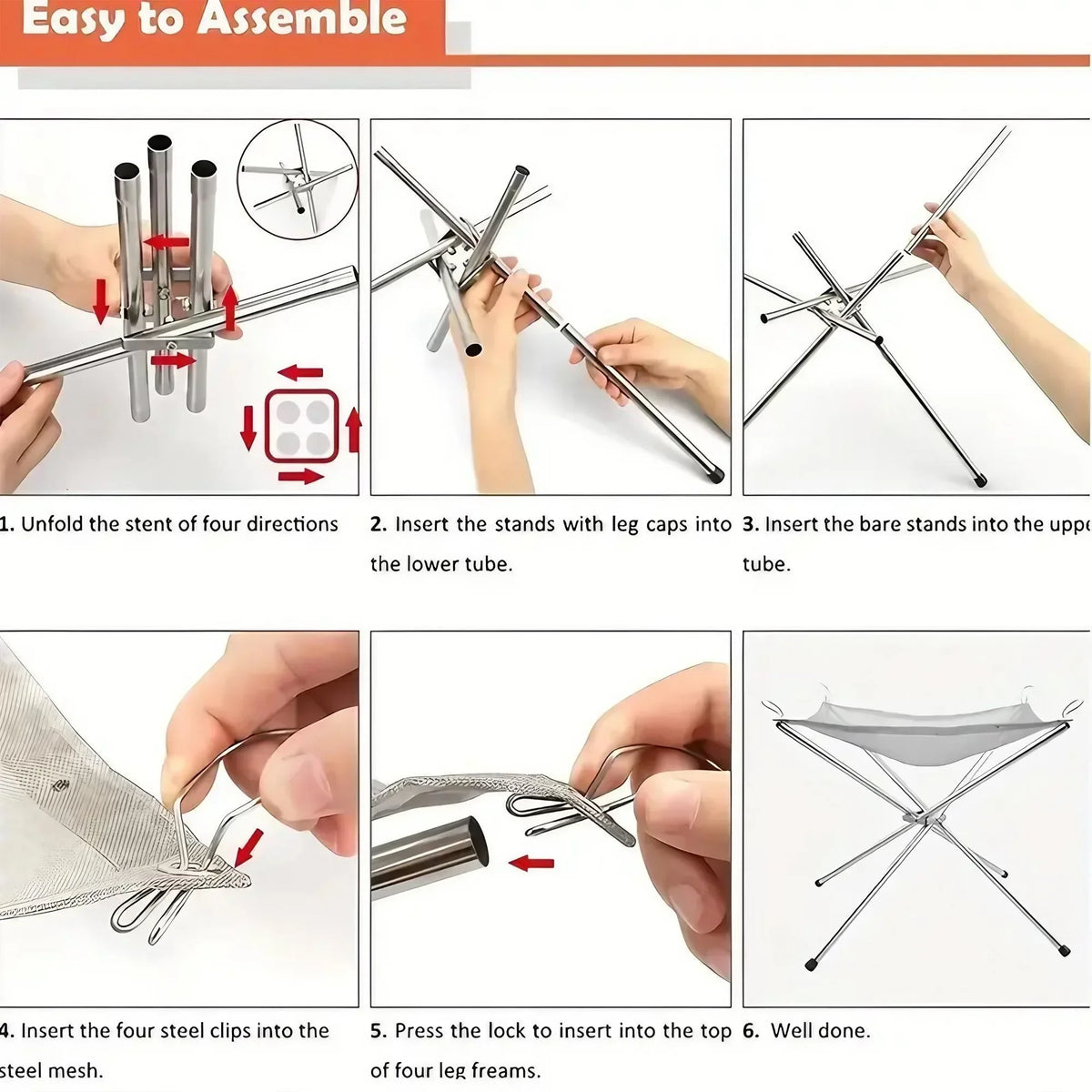Portable Folding Stainless Steel Mesh Wood Burning Fire Pit