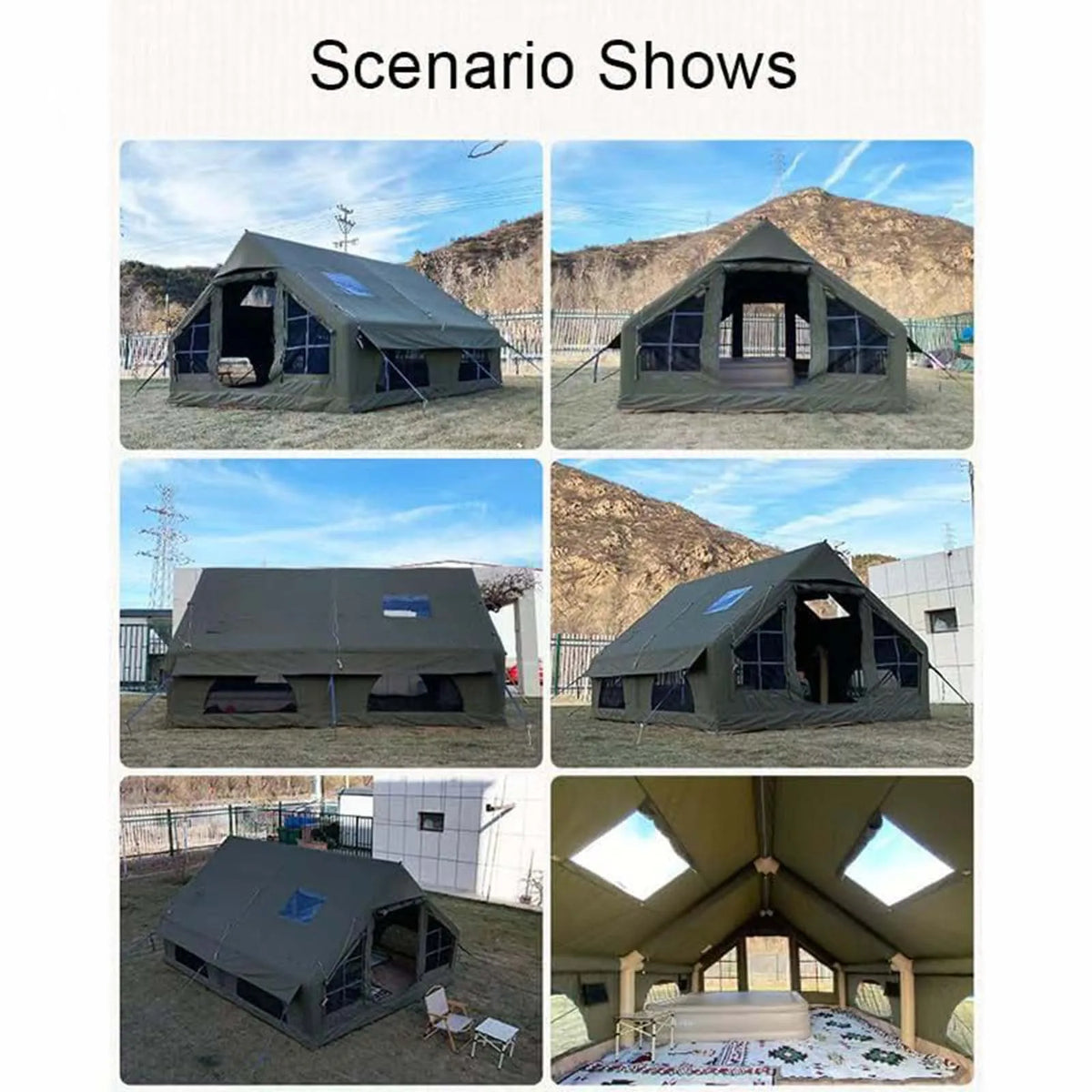 SENLEETO Inflatable Glamping Tent With Stove Jack And AC Vent