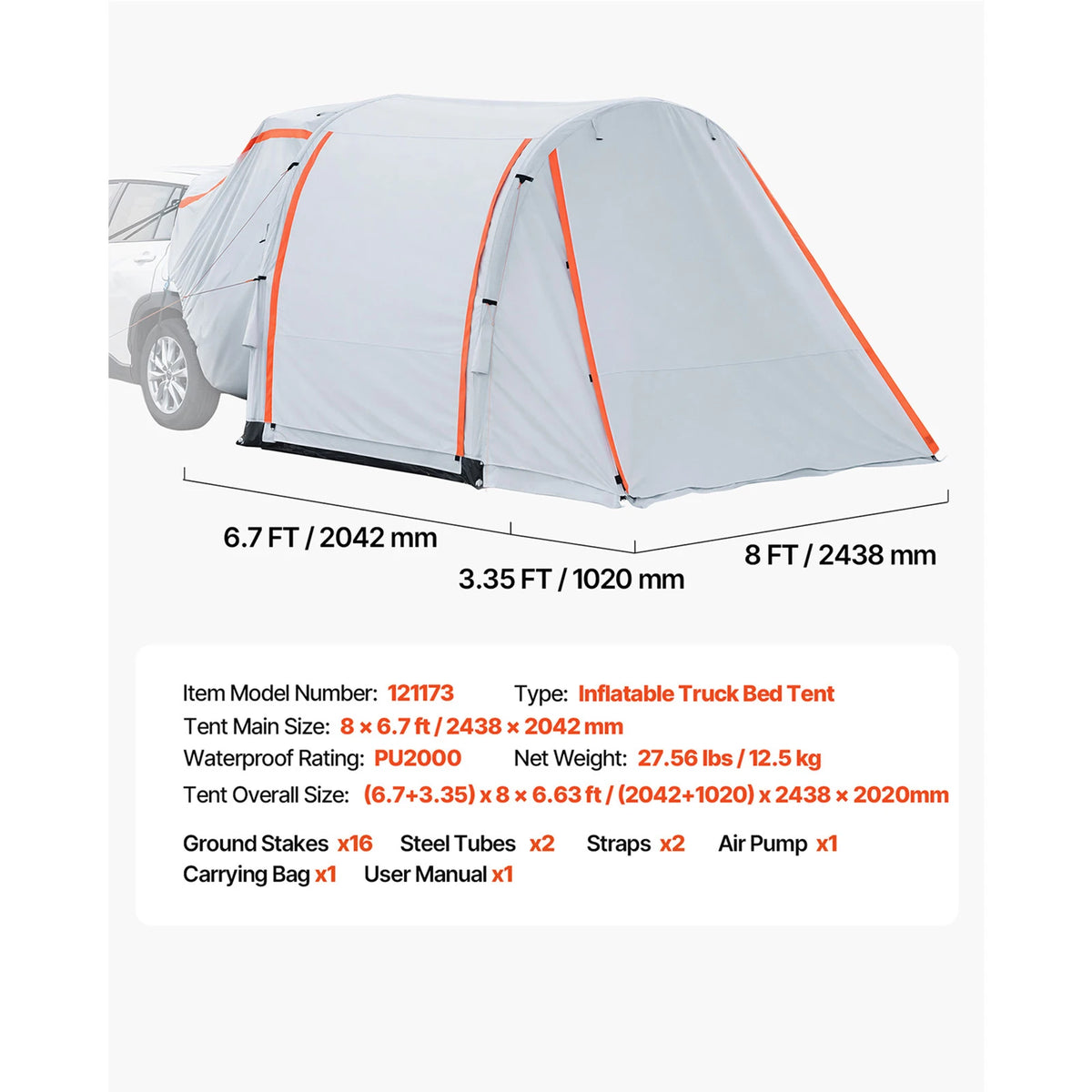 SucceBuy Inflatable SUV Tent With Awning For Camping