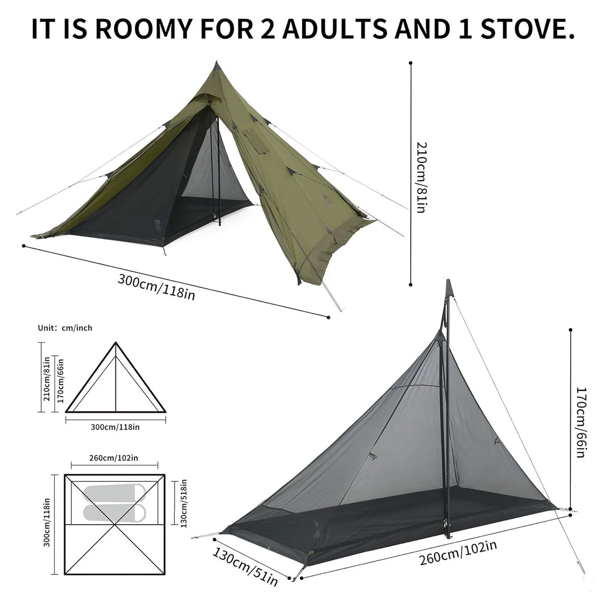 Naturehike Camping Tent With Chimney Window And Double Layer