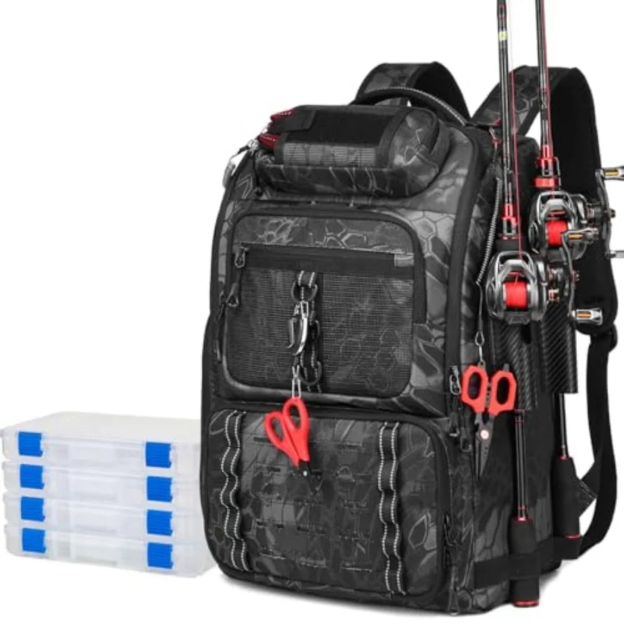 Fishing Tackle Backpack With Two Rod Holders
