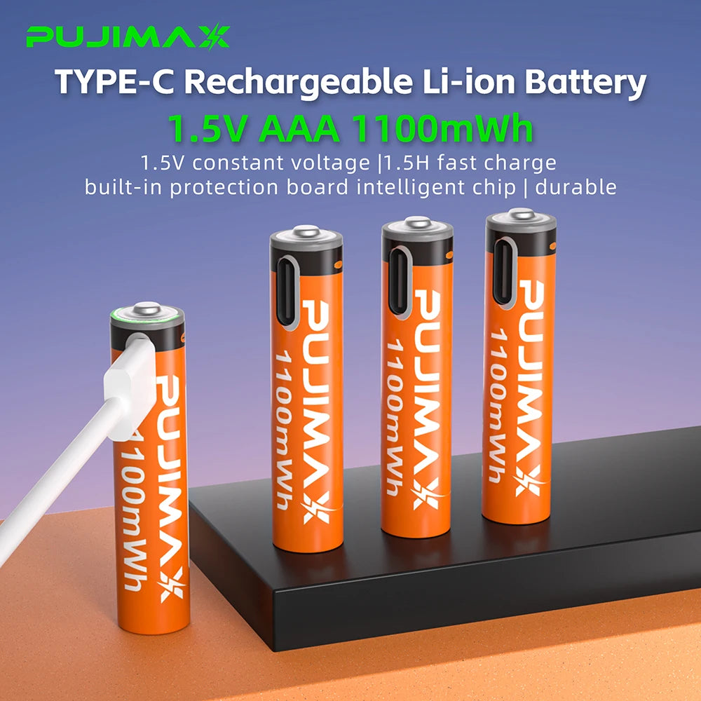 PUJIMAX USB-C Rechargeable Lithium-Ion Batteries for Everyday Devices