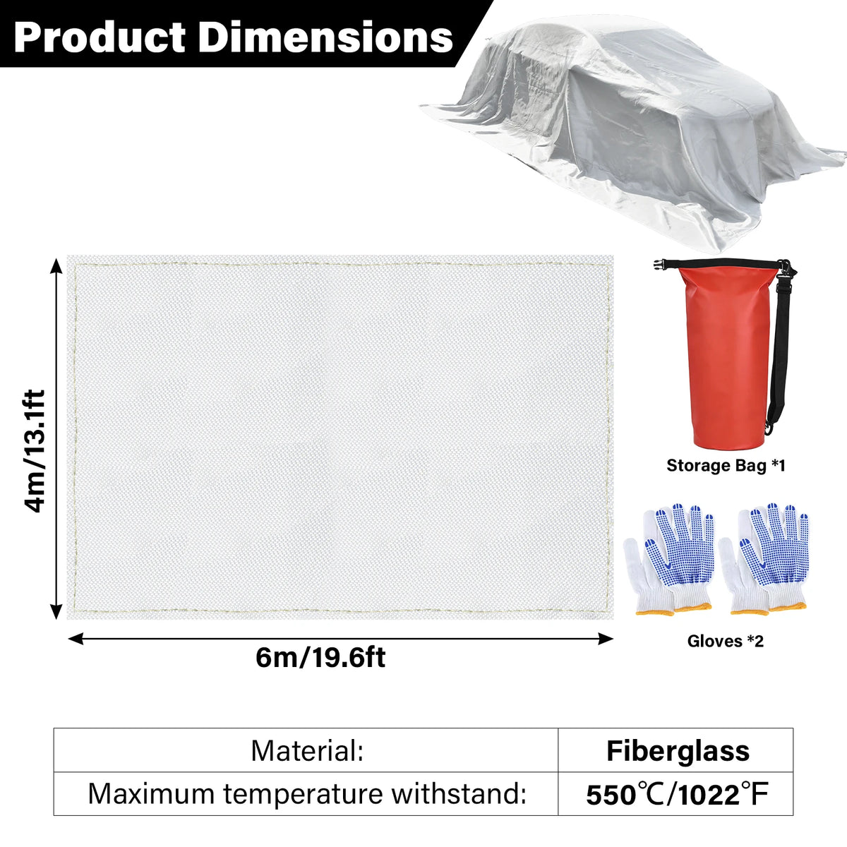 Vehicle Fire Suppression Blanket With Carry Bag for Emergency Safety