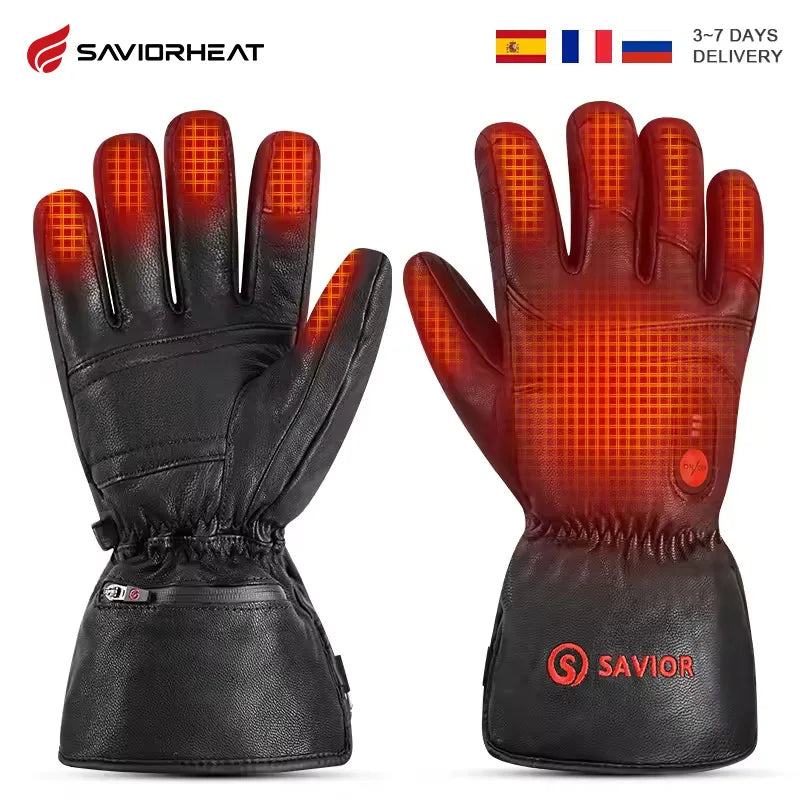 Savior Heat Heated Sheepskin Motorcycle and Outdoor Gloves