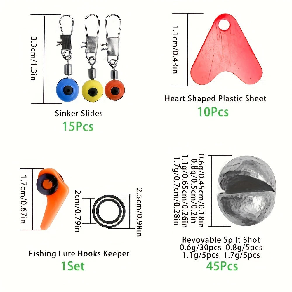 Complete Fishing Tackle Kit With Hooks, Bait And Sinkers