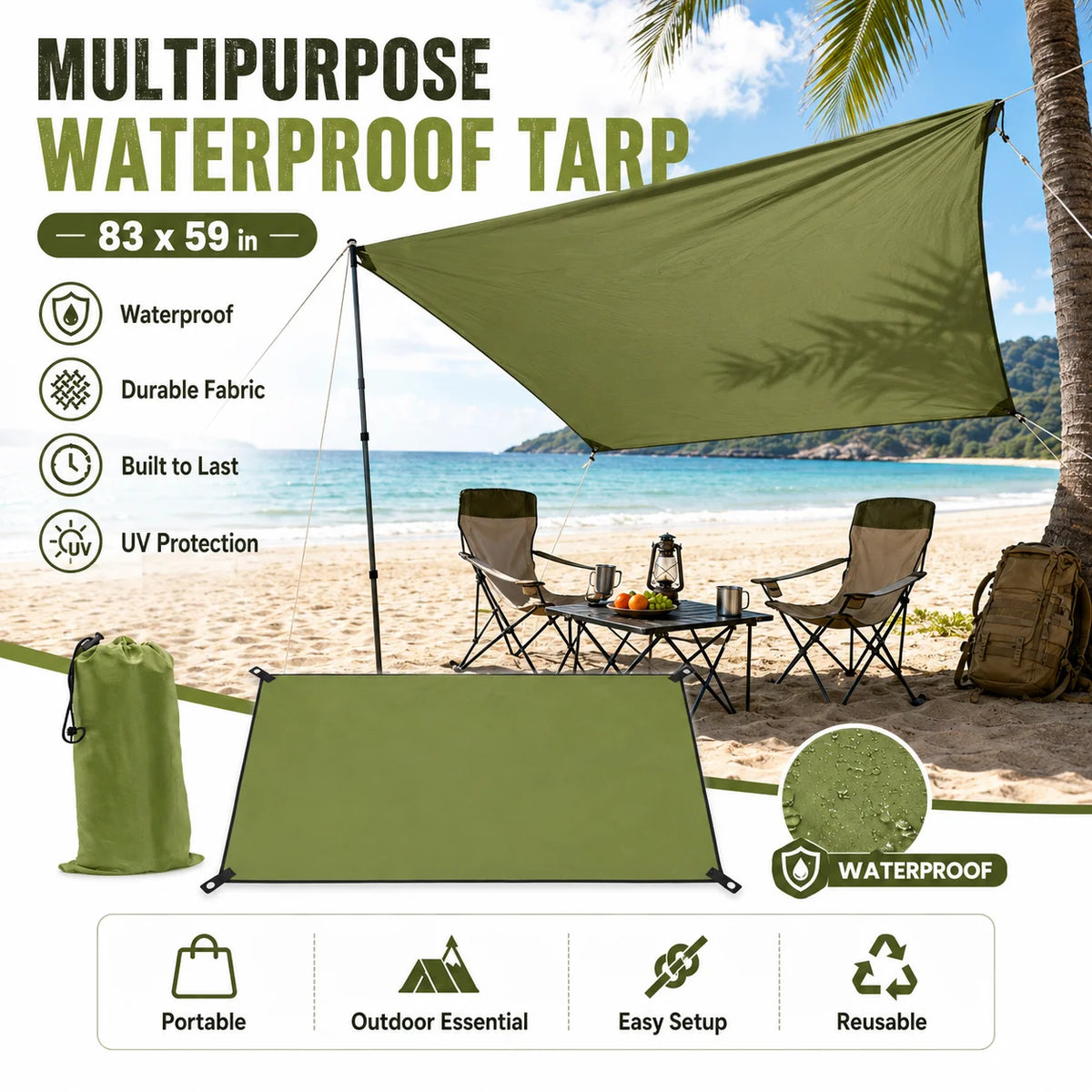 Waterproof Outdoor Camping Tarp And Sun Shade Canopy With Grommets