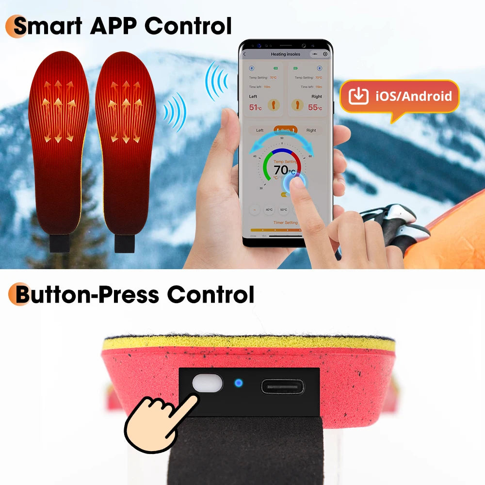 Rechargeable Heated Insoles With App Control For Outdoor Comfort