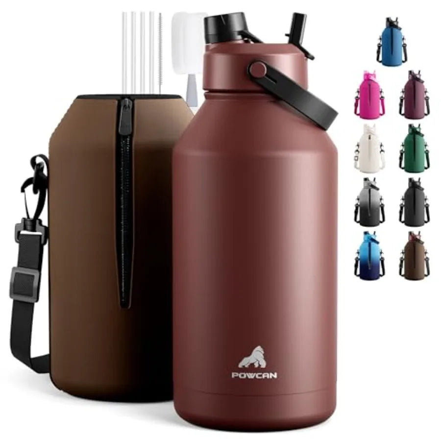 Insulated Water Bottle With Straw And Spout Lid, Leakproof, BPA Free
