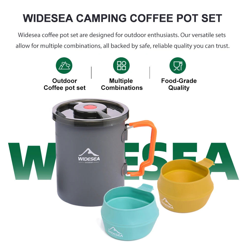 Widesea French Press Camping Coffee Pot With Foldable Bowls