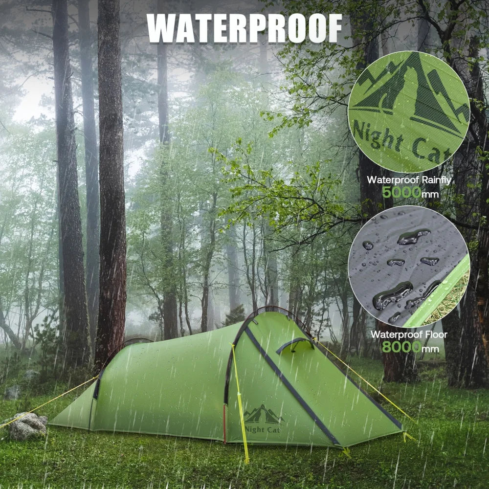 Night Cat Ultralight Waterproof Tunnel Tent for Backpacking