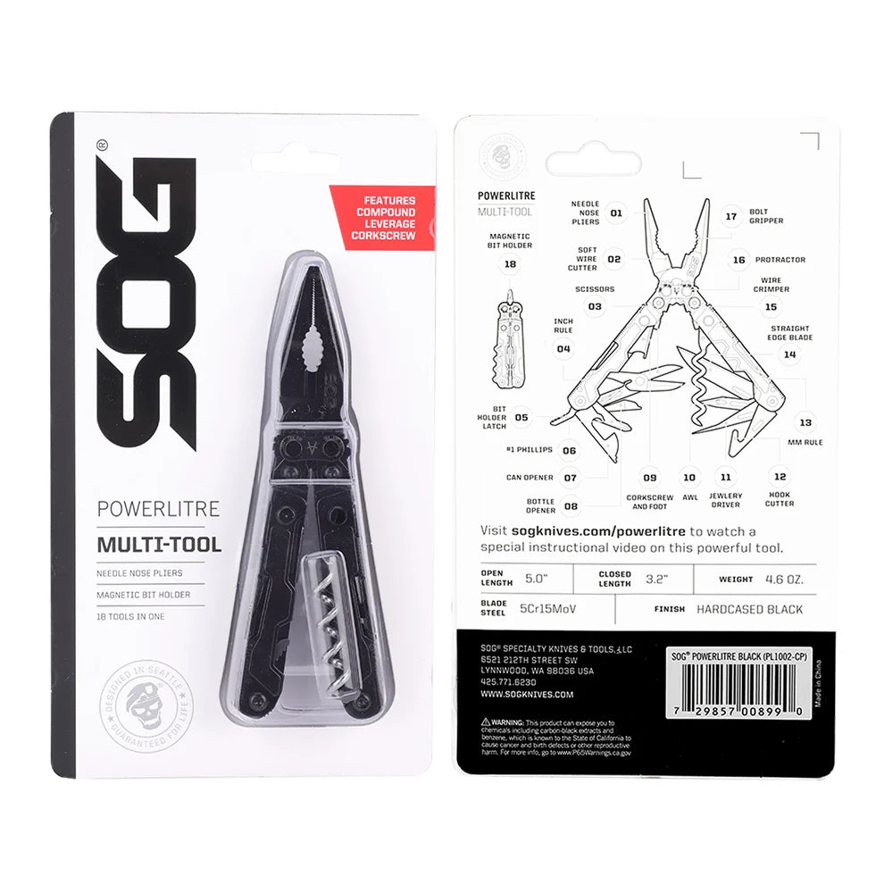 SOG PowerLitre Compact Multitool With Pliers And Corkscrew