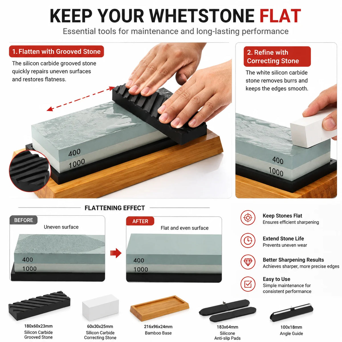AHTOSKA Knife Sharpening Stone Kit With Strop And Angle Guide