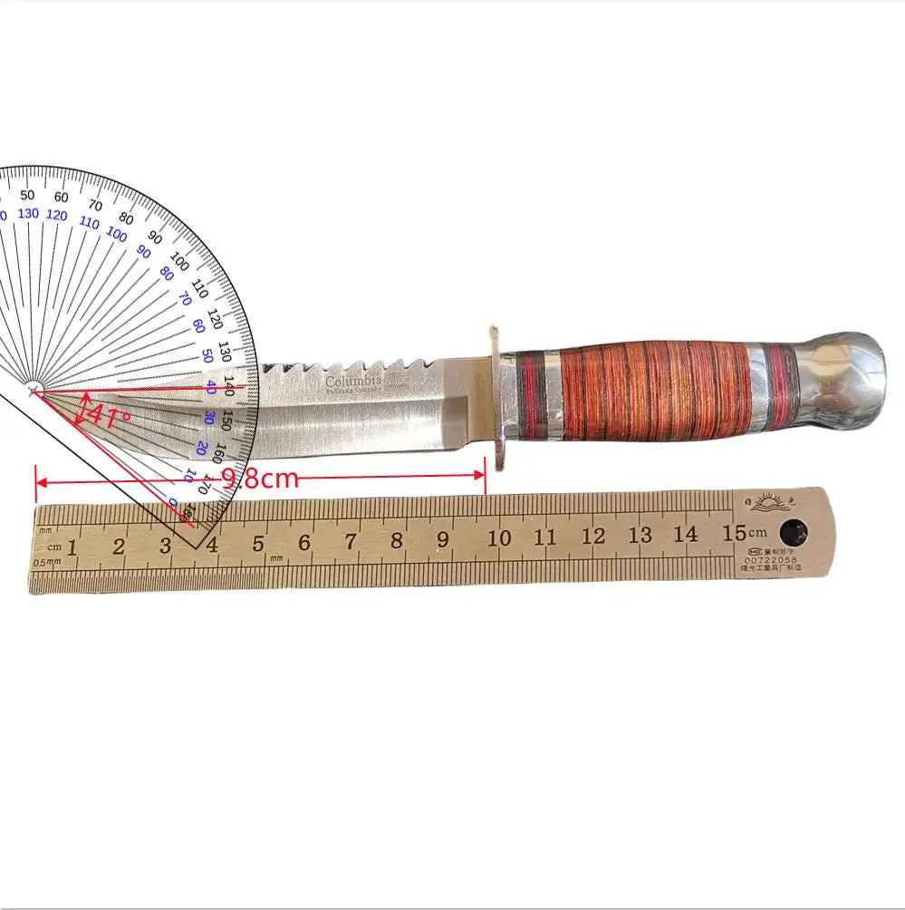 Doom Blade Stainless Steel Hunting Knife With Wooden Handle
